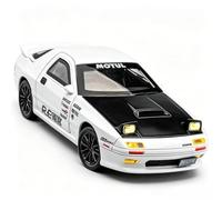 imtfzct Mazda RX7 FC3S 1/32 Coche de aleación de zinc, clásico japonés JDM deportivo con tirador, luz y sonido, apertura de puertas/capó, color blanco