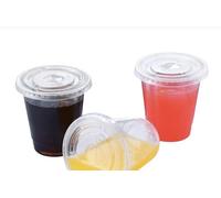 IMTINA 50 Vasos PET para Batidos, Granizados, Smoothies, Frappés, Helados, Fruta, Snack, con Tapas Planas, Transparentes, Reutilizables, Ideal para takeaway, Picnic, 50 Unidades (266 ml)