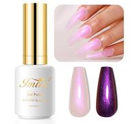 Imtiti Esmalte de uñas UV Pearl de 15 ml, color rosa, lila, transparente, brillante, gel de nácar, brillo perlado, primavera, verano, secado UV LED