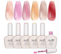 Imtiti Juego de 6 esmaltes de uñas de gel de gelatina de 10 ml, color rosa, UV/LED, para salón de belleza y bricolaje en casa