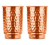 IMTRA FASHION Juego De 2 Vasos De Vidrio De Cobre Puro Martillado Con Beneficios Para La Salud Ayurvédica
