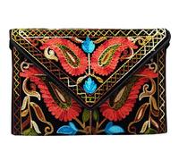 IMTRA FASHION Rajasthani Jaipuri Arte Bolso Bandolera Noche Embragues Monedero Bordado Crossbody Bolsos-Negro & Naranja