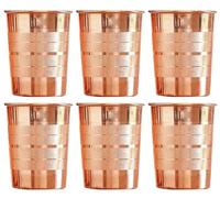 IMTRA FASHION Vasos De Agua 100% De Cobre Vasos De Agua Potable Vidrio Duradero Juego De 6 Vasos Con Beneficios Para La Salud Ayurvédica.