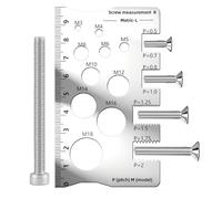 Imtrub Comprobador de Rosca para Tornillos, Calibrador De Rosca De Tornillo, Regla de Medición en Acero Inoxidable para Aficionados a la Automoción, Mecánica, Electricidad e Ingeniería