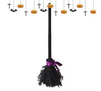 Imtrub Escoba de bruja de Halloween, escoba de bruja bailarina de Halloween con sonido, accesorios decorativos para mudanza de vacaciones para interiores, césped, jardín, sala de estar, manto