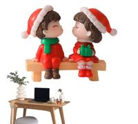 Imtrub Figuras navideñas de niño y niña, Estatua navideña, Romántica Pareja navideña Que combina Navidad y Romance con una Pose conmovedora