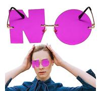 Imtrub Gafas de sol irregulares sin montura con letra "No es una novedad", 2023 carta de verano sin gafas de visión cómodas anti-UV para fiesta en la playa, Marco dorado fucsia, 1