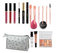 Imtrub Kits de maquillaje para principiantes,Kit de maquillaje de viaje | El paquete de maquillaje incluye lápiz labial y sombra de ojos,Paquete de maquillaje inicial de 18 piezas/juego para