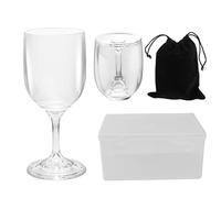 iMuMi 2 copas de vino acrílicas plegables, tallo desmontable, se pliega de 16 cm a 9 cm, vasos de plástico de grado alimenticio con caja de almacenamiento y bolsa de viaje, portátiles para camping