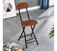 IMUNKT 45cm Silla Plegable, Taburete Comedor Simple con Respaldo, Taburetes De Bar Plegable Portátil, Taburete Camping Al Aire Libre, Sillas De Cocina para Desayuno Terraza O Jardín(Dark Wood)