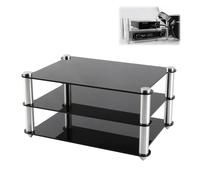 IMUNKT Acrílico Mueble HiFi De Audio/Video, Pequeño Soporte Multimedia, Soportes para Amplificador Auriculares Y DAC, Estante De Reproductor De CD Transparente/Negro De 2 Capas(Black)