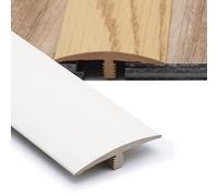 IMUNKT Perfil De Transición En T para Suelos De Vinilo, PVC Tira De Umbral Longitud 50-140cm, Tira De Transición De Puerta, para Madera, Laminado, Mármol Y Azulejo(White Silver Stripe,L100cm/3.3ft)