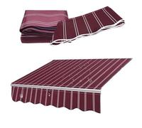 IMUNKT Rayas Tela De Toldo Retráctil De Repuesto, 4×3m Toldo De Recambio, Anti-UV Lona Recambio para Toldo De Patio, Rojo Y Blanco(10x6.5ft/3x2m)