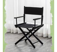 IMUNKT Silla De Director, Silla Plegable De Madera, Taburete De Maquillaje 75cm, Taburete De Realizador, Sillas De Jardín Exterior con Asiento De Tela(All Black,44cm/17in)