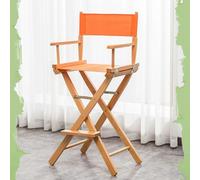 IMUNKT Silla De Director, Silla Plegable De Madera, Taburete De Maquillaje 75cm, Taburete De Realizador, Sillas De Jardín Exterior con Asiento De Tela(Orange,75cm/30in)
