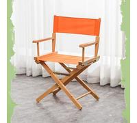 IMUNKT Silla De Director, Silla Plegable De Madera, Taburete De Maquillaje 75cm, Taburete De Realizador, Sillas De Jardín Exterior con Asiento De Tela(Orange,44cm/17in)