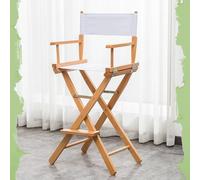 IMUNKT Silla De Director, Silla Plegable De Madera, Taburete De Maquillaje 75cm, Taburete De Realizador, Sillas De Jardín Exterior con Asiento De Tela(White,75cm/30in)