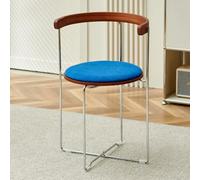 IMUNKT Silla Plegable De Madera Y Metal, Silla De Jardín Redonda Plegable, Sillas De Cocina con Cojín Grueso, Silla Portátil Acolchada para Comedor, Fiesta(Blue A)