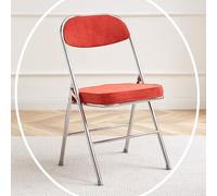 IMUNKT Silla Plegable De Terciopelo Acolchado, Taburete De Bar Estructura De Metal, Silla De Comedor Sillass Plegable para Balcón, Cocina, Picnics, Boda(Red,Silver Frame)