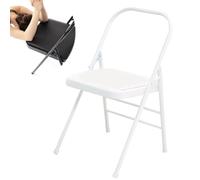 IMUNKT Silla plegable de yoga y pilates Iyengar – Metal con respaldo, PU blanco para hogar
