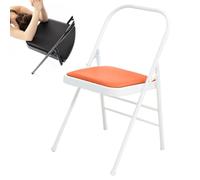 IMUNKT Silla plegable de yoga Iyengar – Metal, respaldo, cuero PU de calidad – Naranja