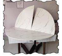 IMUNKT Tablero Mesa Redonda Plegable De Madera, Extensor De Mesa Portátil, Solo Gran Tablero Mesa, 120cm A 240cm Para Restaurante, Café, Bar(White marble,160cm/63")