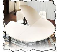 IMUNKT Tablero Mesa Redonda Plegable De Madera, Extensor De Mesa Portátil, Solo Gran Tablero Mesa, 120cm A 240cm Para Restaurante, Café, Bar(White,160cm/63")