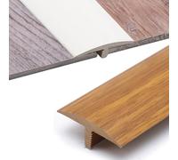 IMUNKT Tira De Umbral De Transición, Forma T Perfiles De Transición De Suelo, Ancho 40mm, Perfil De Transición para Uniones De Madera, Parquet, Baldosas Y Moqueta(Teak,L90cm-36in)
