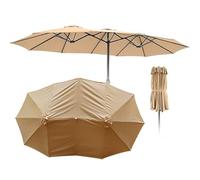 IMUNKT Toldo De Repuesto para Sombrilla Doble 12 Varillas, Tela De Recambio para Sombrilla De Patio, Paño De Repuesto 460x270cm para Sombrilla De Jardín, Patio Y Piscina(Khaki)
