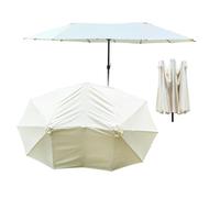 IMUNKT Toldo De Repuesto para Sombrilla Doble 12 Varillas, Tela De Recambio para Sombrilla De Patio, Paño De Repuesto 460x270cm para Sombrilla De Jardín, Patio Y Piscina (Beige)