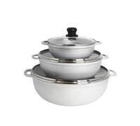IMUSA Tapa de vidrio natural Colombiano tradicional colombiano y ventilación de vapor, 3 piezas (1.4/3.4/6.6) cuartos de galón, plateado (juego de horno holandés)