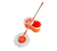 Imusa USA MOP-09215 - Mopa giratoria de Microfibra de fácil Enjuague con Cubo y Mango de Metal, plástico, Naranja