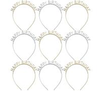 IMUSINICE 10 Diademas de Feliz Cumpleaños para Fiesta, Diadema Decorativa Dorada y Plateada, Tocado Ligero para Adultos, Set de 10 Piezas (5 Doradas, 5 Plateadas), Accesorio Adecuado