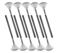 IMUSINICE 10 Pinceles de Abanico para Maquillaje Pequeños, Aplicadores Multifuncionales para Iluminador y Esencia Ácida, Pelo de Cabra, Color Negro y Plata, Kit Facial para Esteticistas