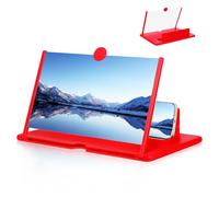 IMUSINICE Amplificador de Pantalla para Teléfono Móvil Efecto Tridimensional, Lente Abs Roja, Soporte Plegable Adecuado para Leer Noticias y Juegos
