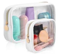 IMUSINICE Bolsas de Maquillaje Transparentes de Nylon con Cremallera, Set 2 Piezas (Mini y Mediana en Color Claro), Neceser Organizador para Viaje y Cuidado la Piel, Bolsa de Aseo