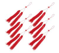 IMUSINICE Borla Decorativa para Espada China, 6 Unidades en Rojo Vibrante, Colgantes Duraderos de Hilo para Uso en Artes Marciales y Competiciones