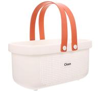 IMUSINICE Cesta de Baño Grande de Plástico Blanca Asas Dobles Organizador Portátil Ventilado para Almacenamiento y Secado en Baño Cesta de Despensa Multifuncional para Hogar y Ducha