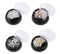 IMUSINICE de Perlas de Imitación Diseño Atractivo y Cuentas de Acero 4 Cajas Accesorios para de Uñas para Manicura Femenina y Artística