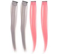 IMUSINICE Extensiones de Cabello Cortas sin Costuras 4 Piezas Postizos Lisos Clip Colores Té y Cereza Accesorio para Peinados de Fiesta y Uso Diario