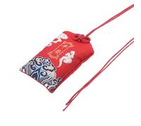 IMUSINICE Japonés de Fácil de Llevar Omamori Tradicional Bolsa de Brocado Rojo y, Adorno Colgante para Coche y Hogar