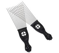 IMUSINICE Juego 2 Peines de Acero Púas Anchas para Cabello Rizado y Grueso, Forma Abanico, Mango Plástico, Peineta para Hombres, Cepillo Profesional para Salón y Uso Doméstico