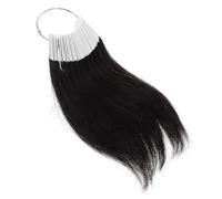 IMUSINICE Muestras de Colores de Cabello Humano 30 Anillos de Pvc Blanco, 3 Grados de Color, Cabello Negro Puede Cortar y Alisar para Pruebas y Salones