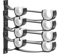 IMUSINICE Soportes para Barra de Cortina Doble de Aleación de Aluminio 4 Piezas Color Negro Mate Soporte de Pared Lateral y Superior para Cortinas Accesorios Resistentes para