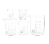 IMUSINICE Tazas Medidoras de Vidrio Superficie Lisa y Fácil de Limpiar 5 Piezas y Medición Precisa de Líquidos para Laboratorio Ideales para Lecciones de Química