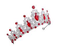 IMUSINICE Tiara Barroca para Novia Plateada y Roja, Diadema Pequeña de Fiesta Cristales, Accesorio para Bodas, Cumpleaños y Eventos, Conjunto Joyería Princesa para Cabello