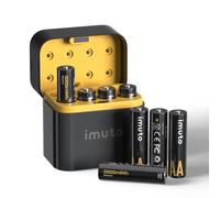 imuto Pilas Recargables AA 1,5 V 3000mWh Batería de Litio Alta Capacidad más de 1600 ciclos con Carga rápida Negra Cargador de Pantalla LED