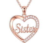 IMZM Regalos para hermanas de hermana, collares con colgante de corazón para mujer, joyería de amor y familia, regalo de cumpleaños de aniversario para mamá, hija, esposa, amigas, Medio, Circonita