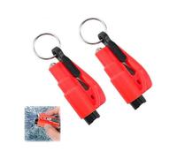 in 1 Car Safety Keychain, Window Breaker and Seat Belt Cutter, Modern Unisex Adult-Window, Red