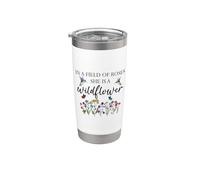 In a Field of Roses She is a Wildflower Hummingbird Floral Vaso térmico de acero inoxidable de doble pared